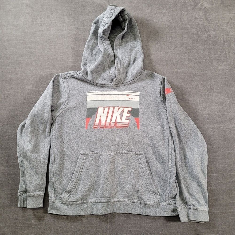 Nike Vintage White Tag Youth Hoodie Graphic Print Long Sleeve Pull Over Size L